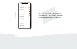 The last image of mobile app case study showing design of tour stops screen