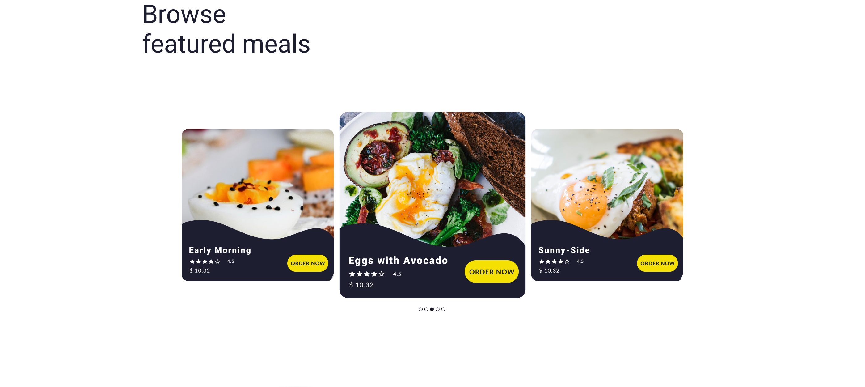 An image depicting meal cards UI elements