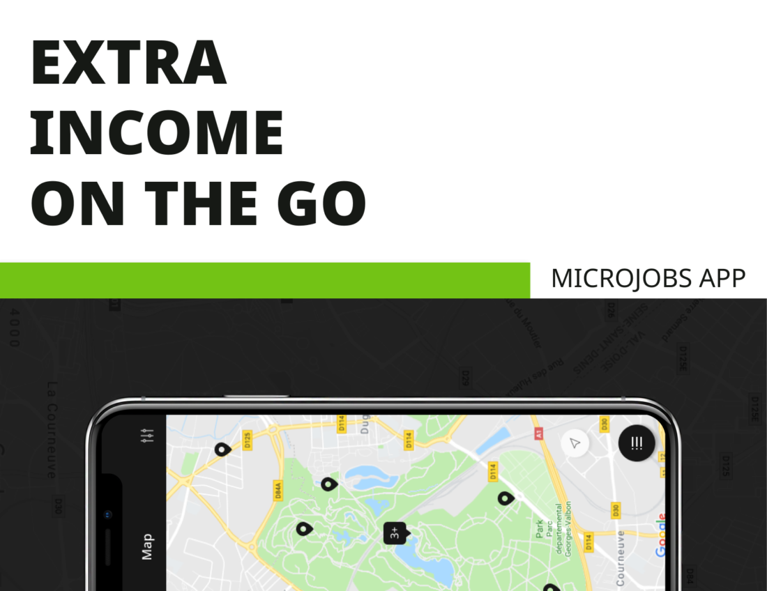 Cover image for the Microjobs app case study showing screen design rotated horizontally