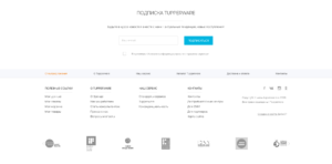 An image depicting subscribe and footer sections of the website